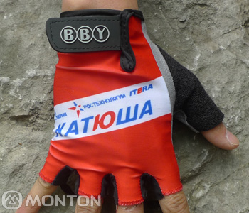 2011 Katusha Guante de bicicletas rojo